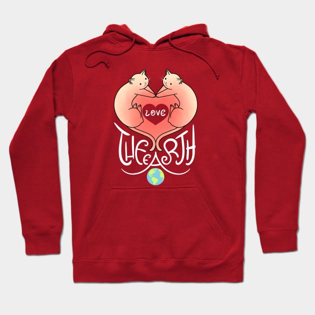 Love the Earth - Cat Heart V.2 Hoodie by ClaudiaRinaldi
